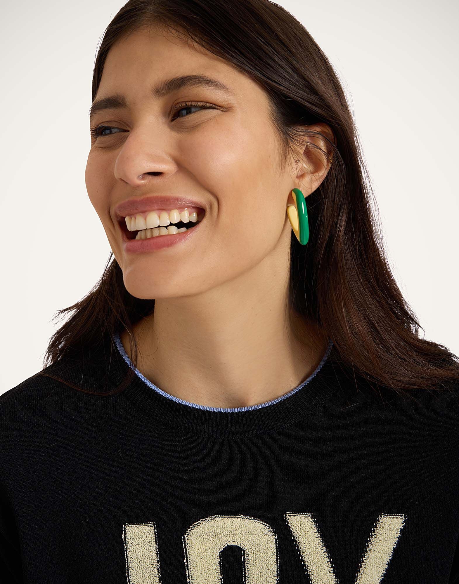 Dew Earrings Bicolor Mini La DoubleJ: Bicolor Green & Ivory Dew Earrings Bicolor Mini La DoubleJ: Bicolor Green & Ivory EAR0057POL008