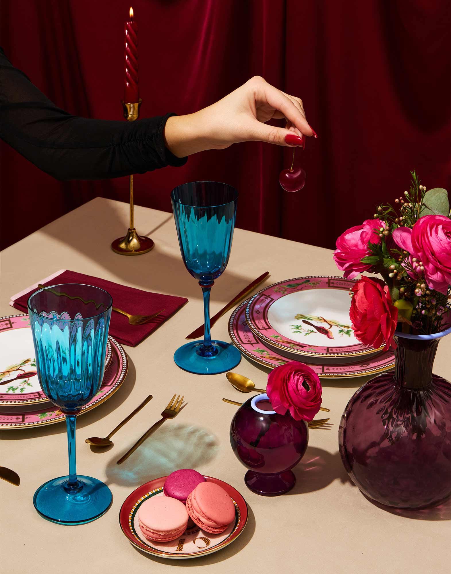 Wine Glasses Set Of 2 La DoubleJ: Turquoise Wine Glasses Set Of 2 La DoubleJ: Turquoise GLA0020MUR001