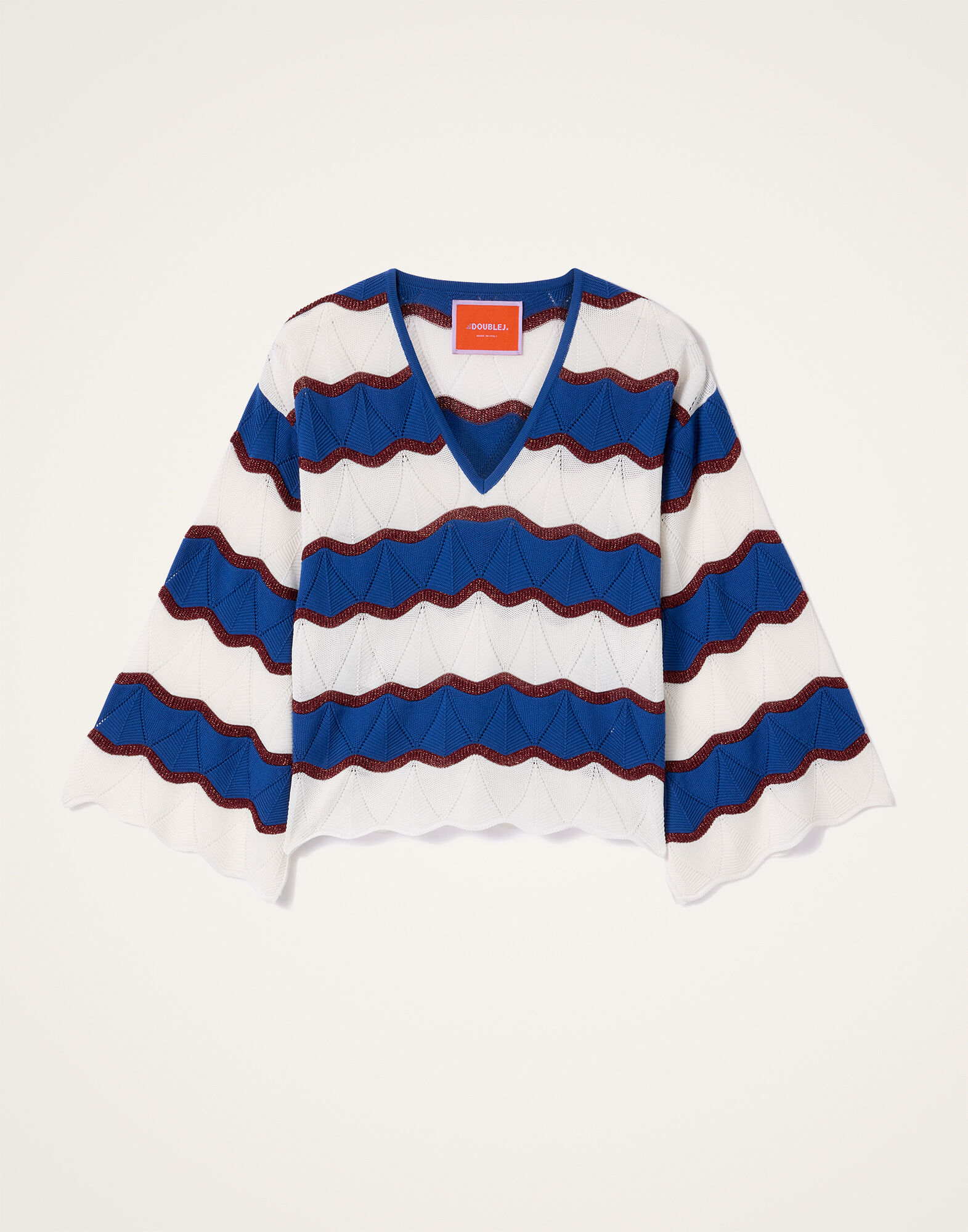 Hang Ten Top La DoubleJ: Color Block Ivory & Blue PUL0334KNI195