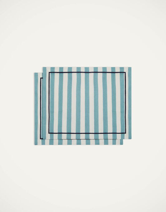 Placemat Set Of 2 La DoubleJ: Riviera Sky Blue Placemat Set Of 2 La DoubleJ: Riviera Sky Blue PMT0006LIN001