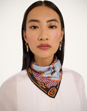 Foulard 45 La DoubleJ: Mariposa Placée Celeste SCA0065SIL006