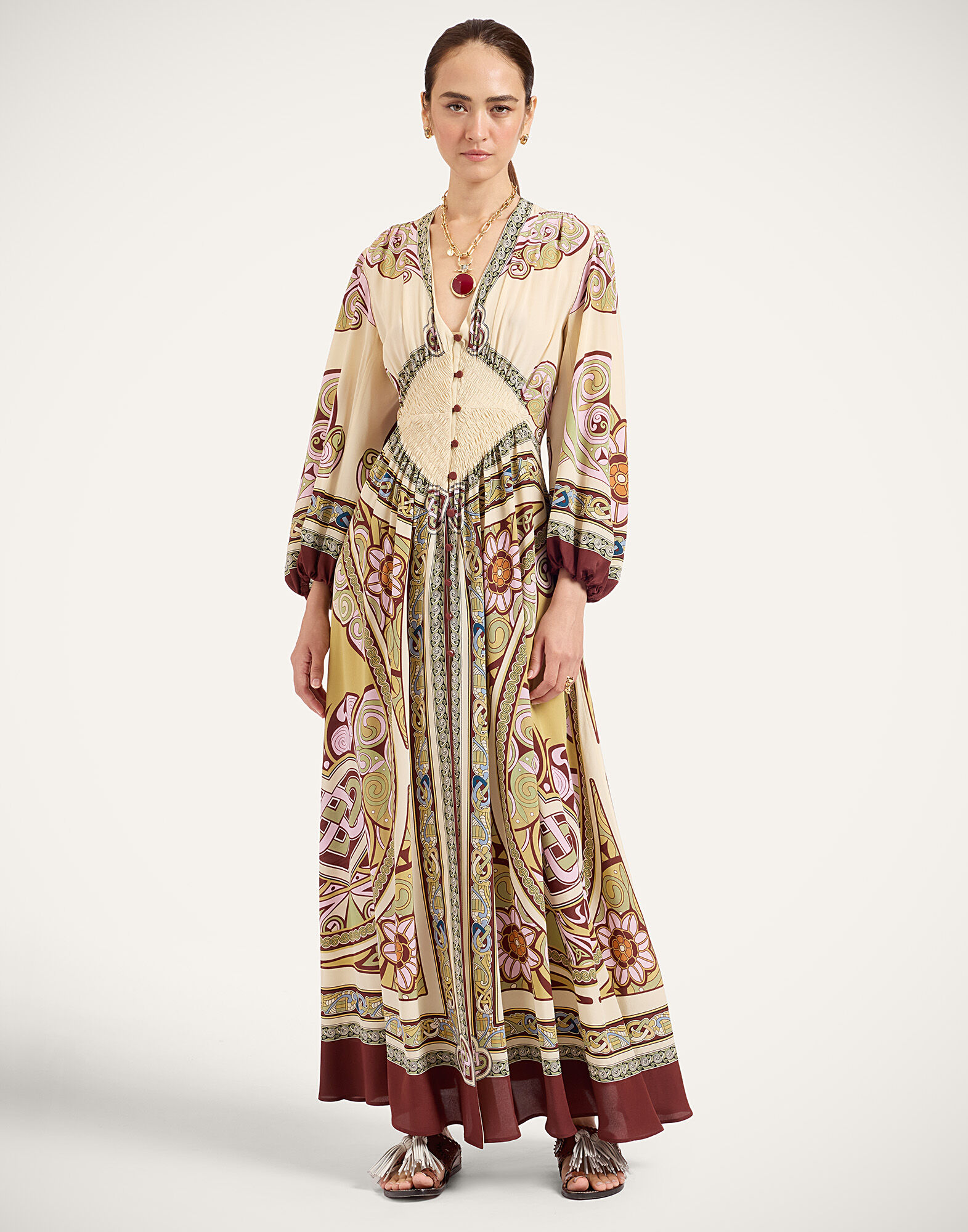 Long Camerino Dress La DoubleJ: Kells Placée Light Green DRE0720CRE010