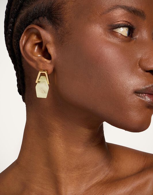 Portal Earrings La DoubleJ: 24K Gold Plate & Green Resin Portal Earrings La DoubleJ: 24K Gold Plate & Green Resin EAR0051POL014