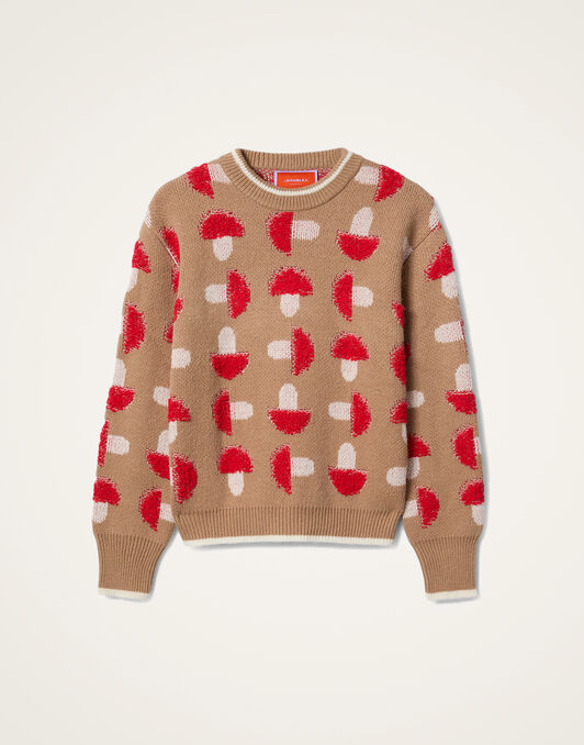 Fun-Guy Sweater La DoubleJ: Camel & Red PUL0343KNI193