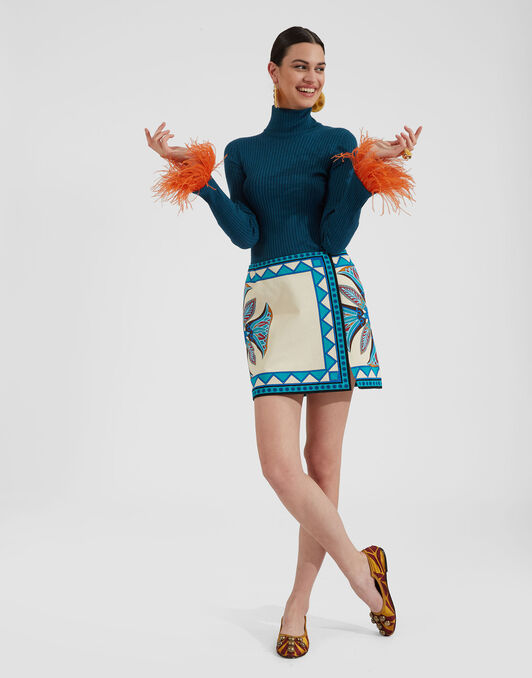 Foulard Mini Skirt La DoubleJ: Lotus Placée Ivory SKI0185SAB001