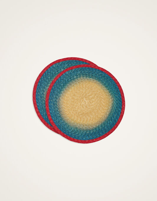 Handpainted Sunset Placemats Set Of 2 La DoubleJ: Gradient Blue Handpainted Sunset Placemats Set Of 2 La DoubleJ: Gradient Blue PMT0030STR001