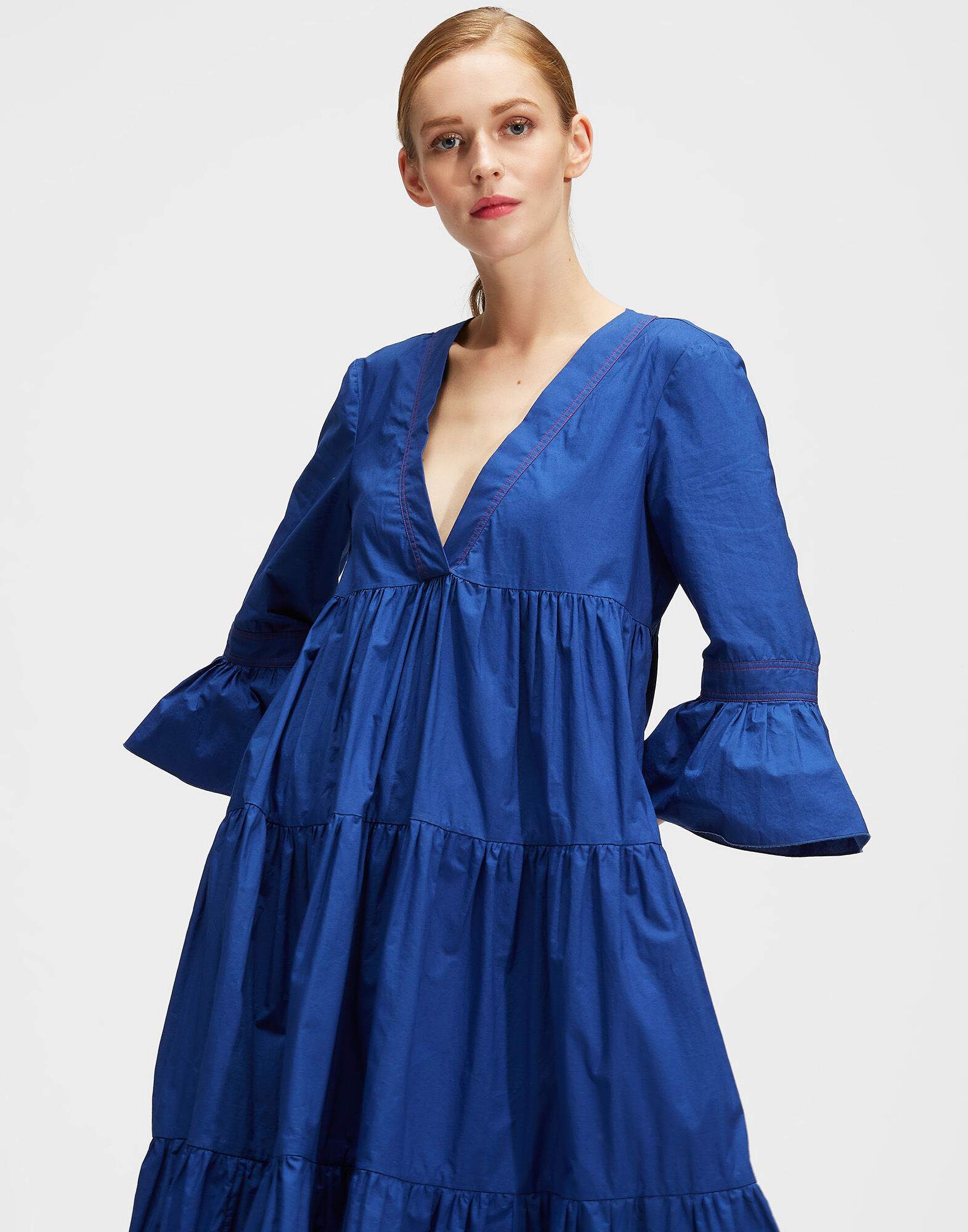 Jennifer Jane Dress La DoubleJ: Solid Blue Jennifer Jane Dress LaDoubleJ: Solid Blue DRE0114COT001