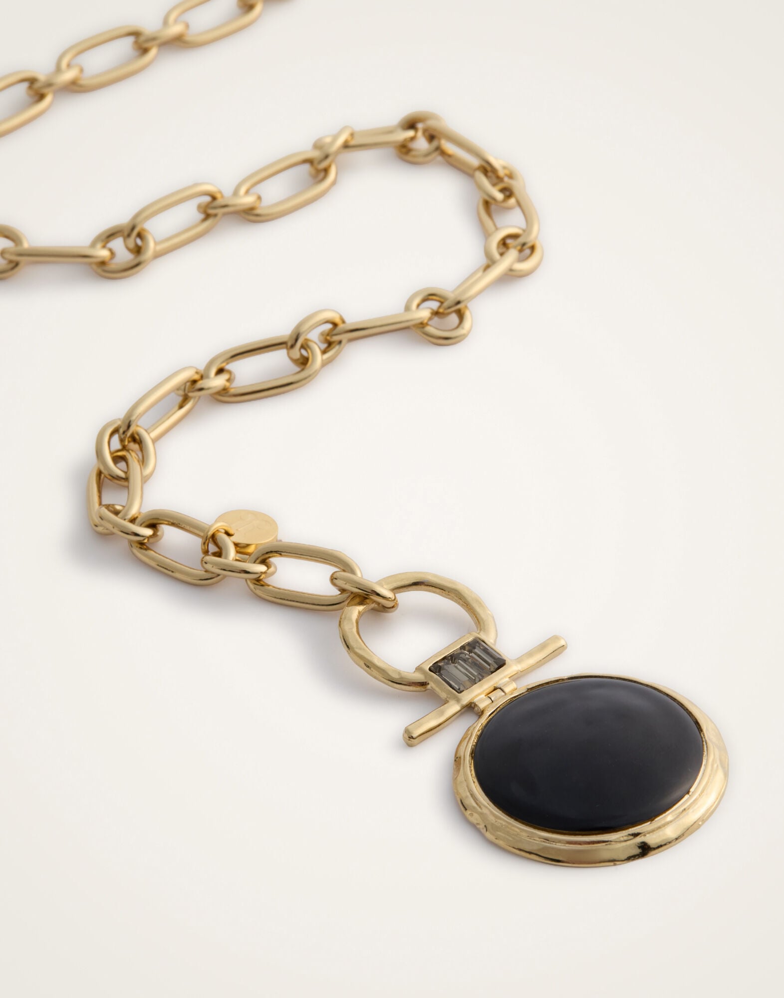 Shen Loop Necklace La DoubleJ: 24K Gold Plate, Black Enamel and Crystals Shen Loop Necklace La DoubleJ: 24K Gold Plate, Black Enamel and Crystals NEC0024BRA003
