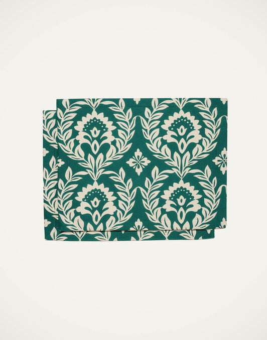 Herringbone Placemat Set of 2 La DoubleJ: Green Garland Herringbone Placemat Set of 2 La DoubleJ: Green Garland TBM0001COT040