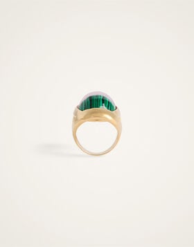 Spells Ring La DoubleJ: 24K Gold Plate, Malachite, And Pink Quartz RIN0019BRA003