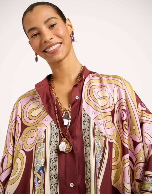 Foulard Shirt La DoubleJ: Kells Swirl Placée Burgundy Foulard Shirt La DoubleJ: Kells Swirl Placée Burgundy SHI0059SIL006