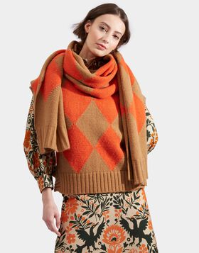 Argyle Scarf La DoubleJ: Camel Orange SCA0029KNI064