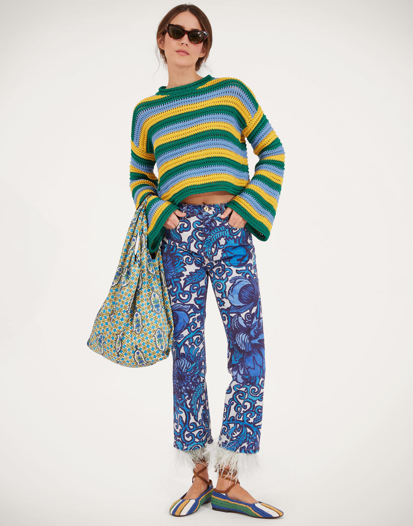 Fancy Crop Jeans (With Feathers) La DoubleJ: Anemone TRO0108DEN001