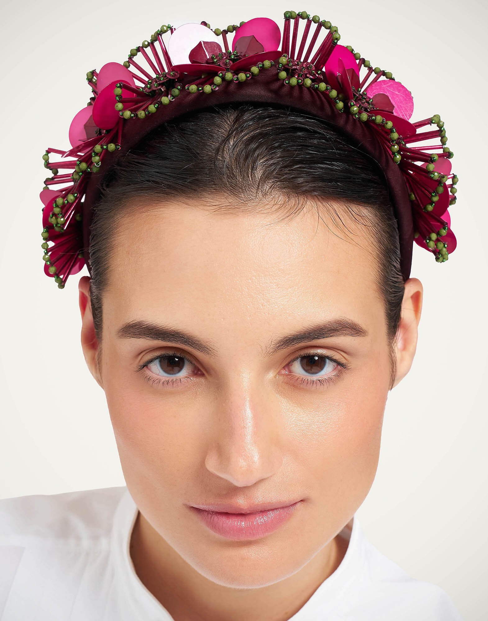 Flat Headband La DoubleJ: Burgundy HEB0028EMB222