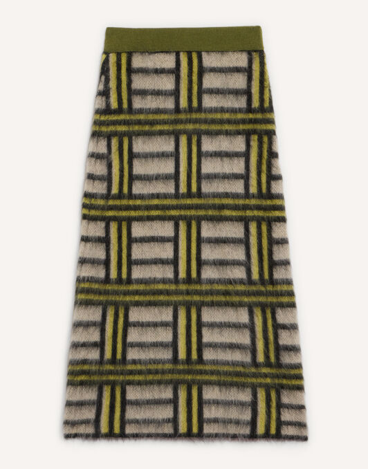 All-In Skirt La DoubleJ: Kells Check Ecru, Light Green, and Black SKI0134KNI220