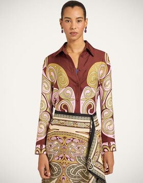 Boy Shirt La DoubleJ: Kells Swirl Placée Burgundy SHI0040SIL026
