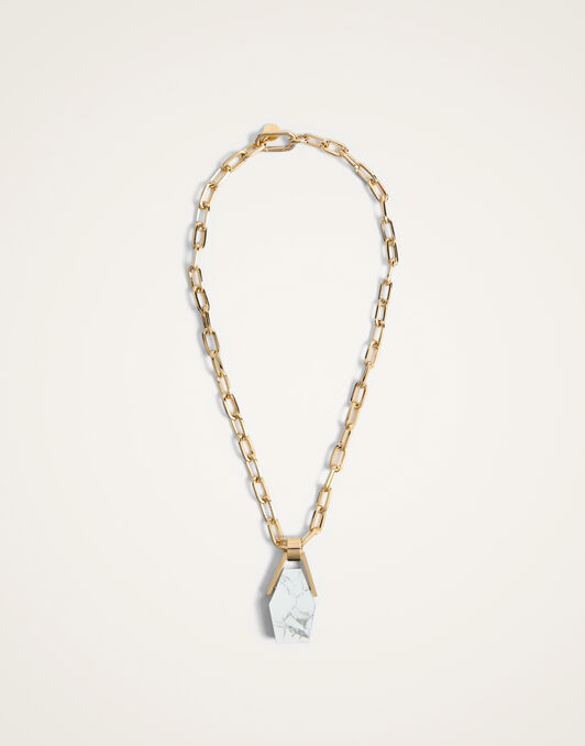 Portal Necklace La DoubleJ: 24K Gold Plate & Howlite Portal Necklace La DoubleJ: 24K Gold Plate & Howlite NEC0021BRA003