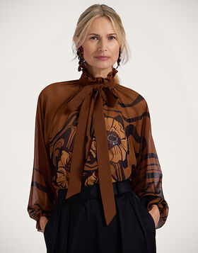 Cerere Blouse La DoubleJ: Big Blooms Placée Brown SHI0120SIL024
