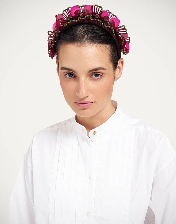 Flat Headband La DoubleJ: Burgundy HEB0028EMB222