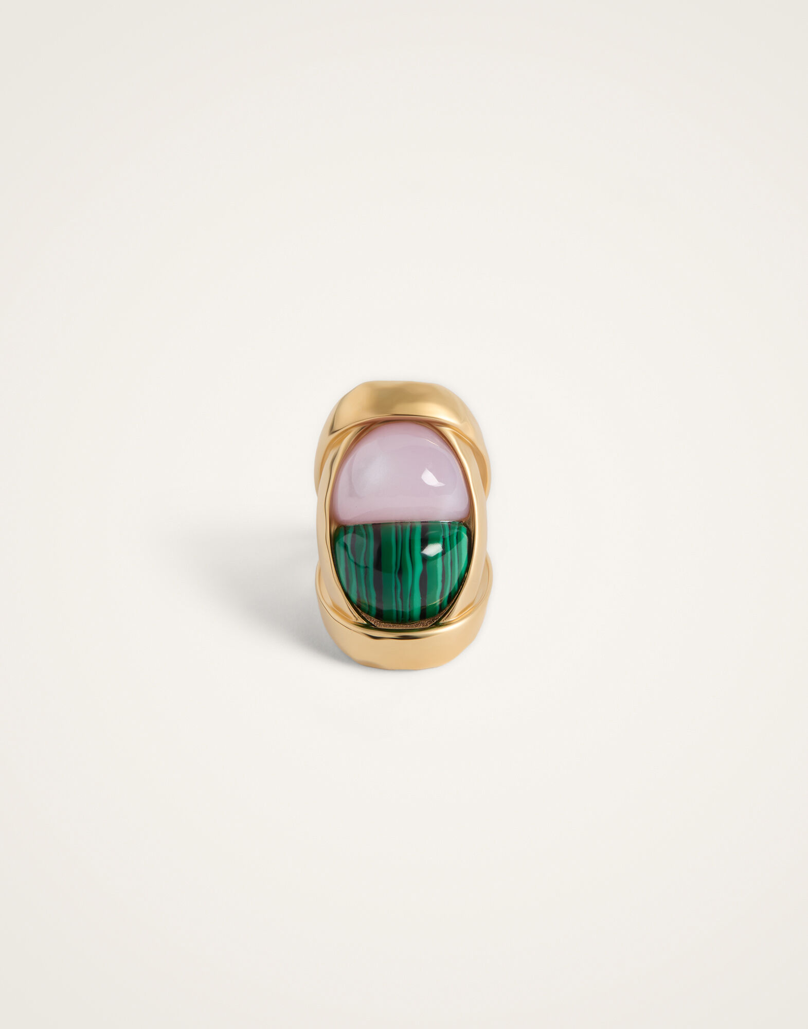Spells Ring La DoubleJ: 24K Gold Plate, Malachite, And Pink Quartz RIN0019BRA003