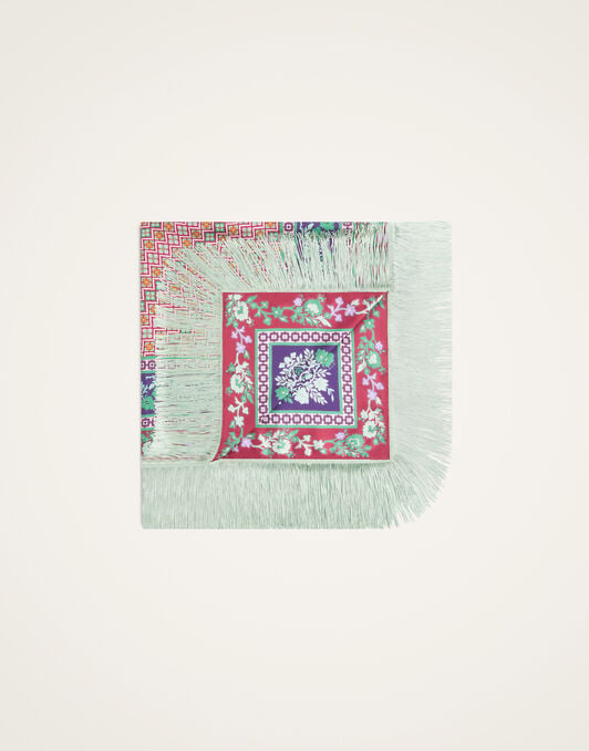 Reversible Fringe Foulard 90 La DoubleJ: Regalia Placée Red Reversible Fringe Foulard 90 La DoubleJ: Regalia Placée Red SCA0073SIL006