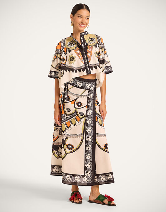 Mini Foulard Shirt La DoubleJ: Plume Placée Ivory SHI0168SAN006