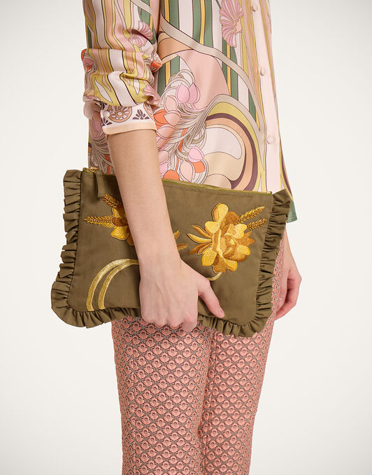 Hand Pochette La DoubleJ: Solid Khaki Green Hand Pochette La DoubleJ: Solid Khaki Green BAG0098COT089
