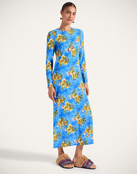Long Sleeve Swing Dress La DoubleJ: Riptide Light Blue DRE0184VIS001