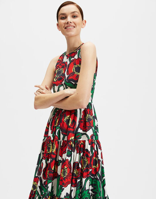 Sleeveless Big Dress La DoubleJ: Big Blooms Bianco Sleeveless Big Dress LaDoubleJ: Big Blooms Bianco DRE0185COT001