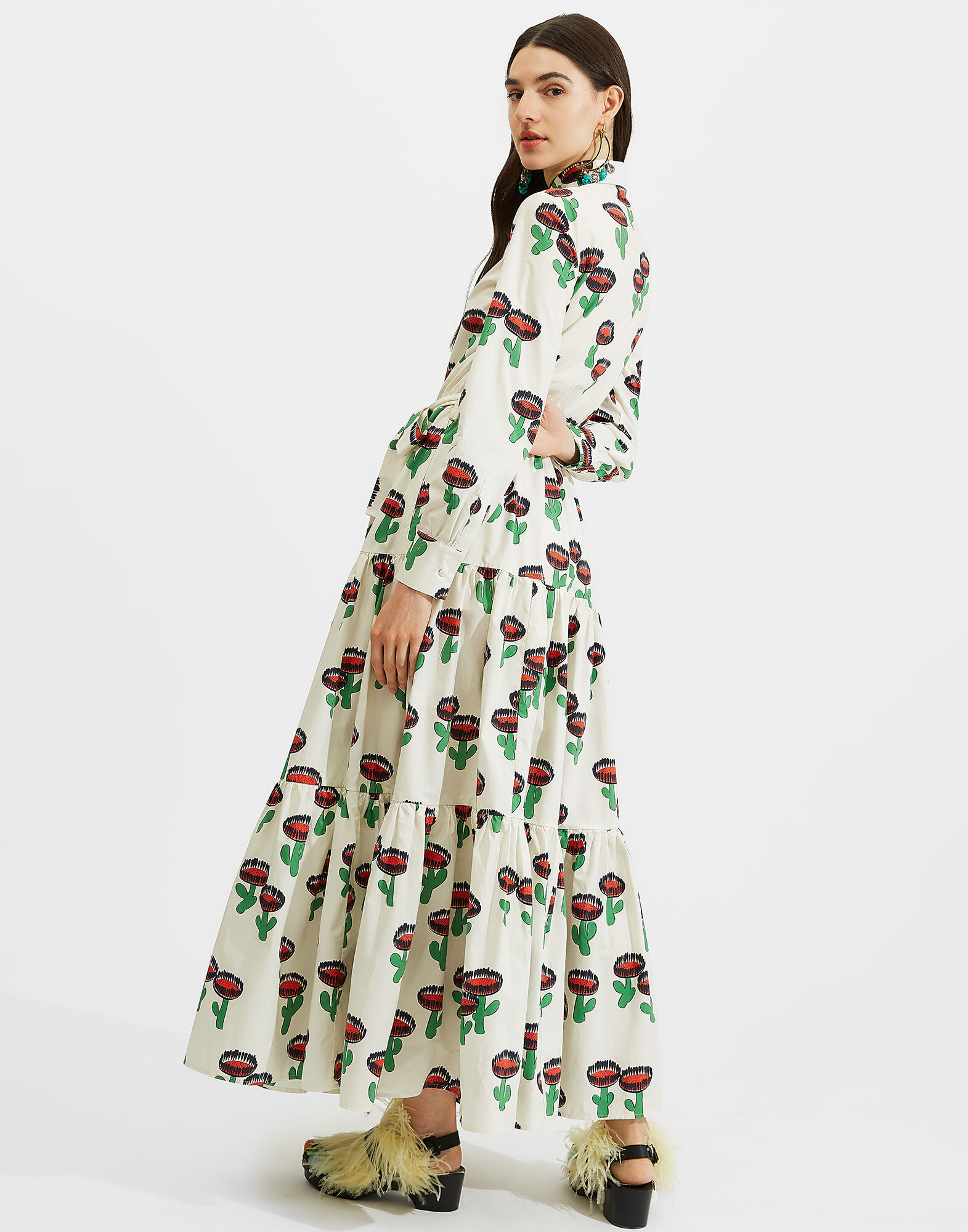 Bellini Dress La DoubleJ: Chirpy Cactus Bellini Dress LaDoubleJ: Chirpy Cactus DRE0016COT001