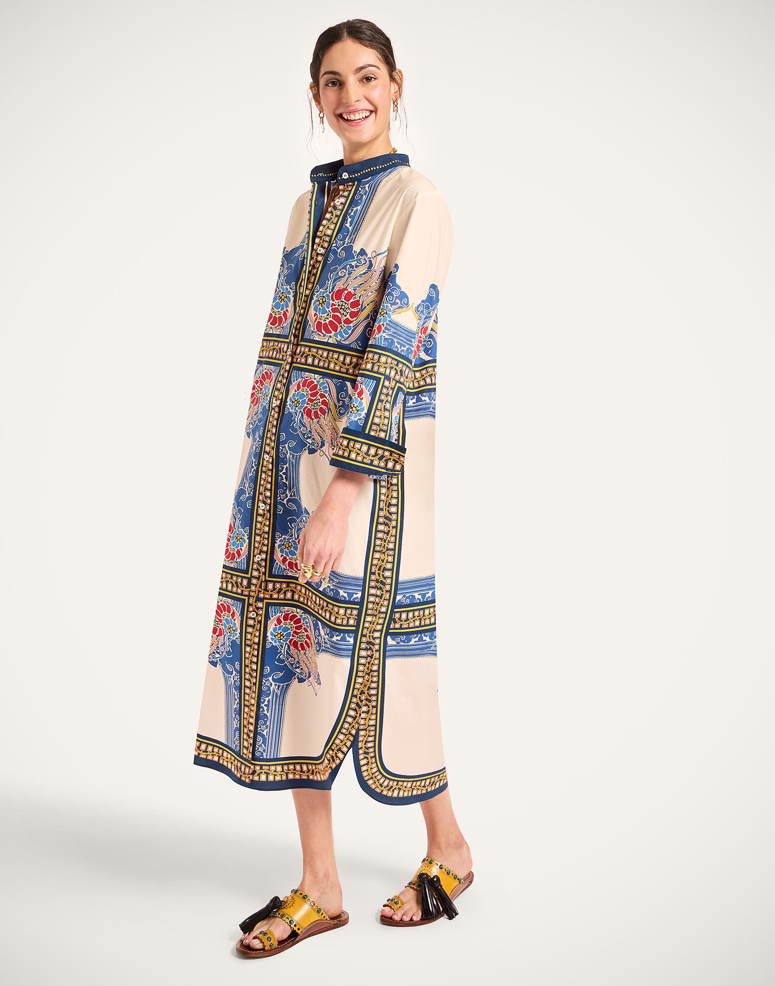 Sundowner Tunic La DoubleJ: Lemuria Placée Blue Sundowner Tunic La DoubleJ: Lemuria Placée Blue DRE0924COT015