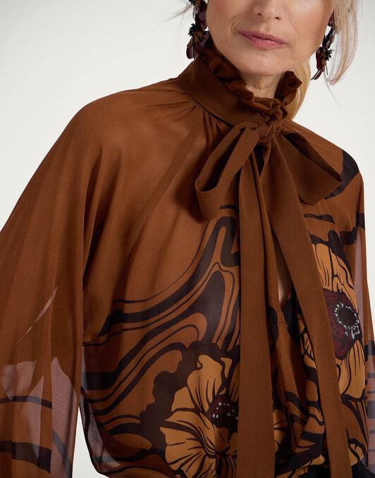 Cerere Blouse La DoubleJ: Big Blooms Placée Brown SHI0120SIL024