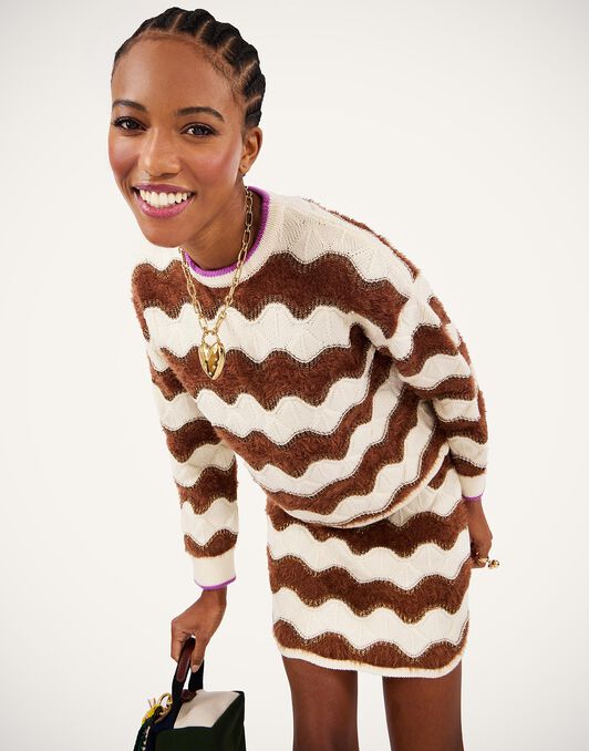 Hang Ten Sweater La DoubleJ: Color Block White & Brown Hang Ten Sweater La DoubleJ: Color Block White & Brown PUL0330KNI183