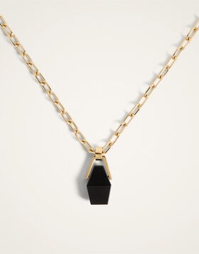 Portal Necklace La DoubleJ: 24K Gold Plate And Onyx NEC0021BRA003