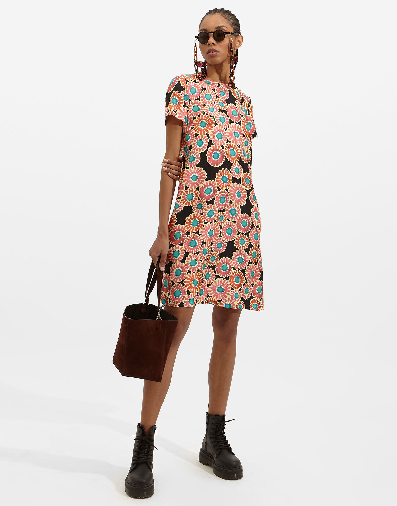 Mini Swing Dress La DoubleJ: Crazy Daisy Black Mini Swing Dress La DoubleJ: Crazy Daisy Black DRE0963SIL006