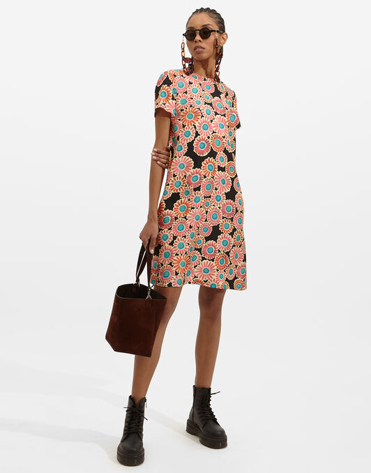 Mini Swing Dress La DoubleJ: Crazy Daisy Black Mini Swing Dress La DoubleJ: Crazy Daisy Black DRE0963SIL006