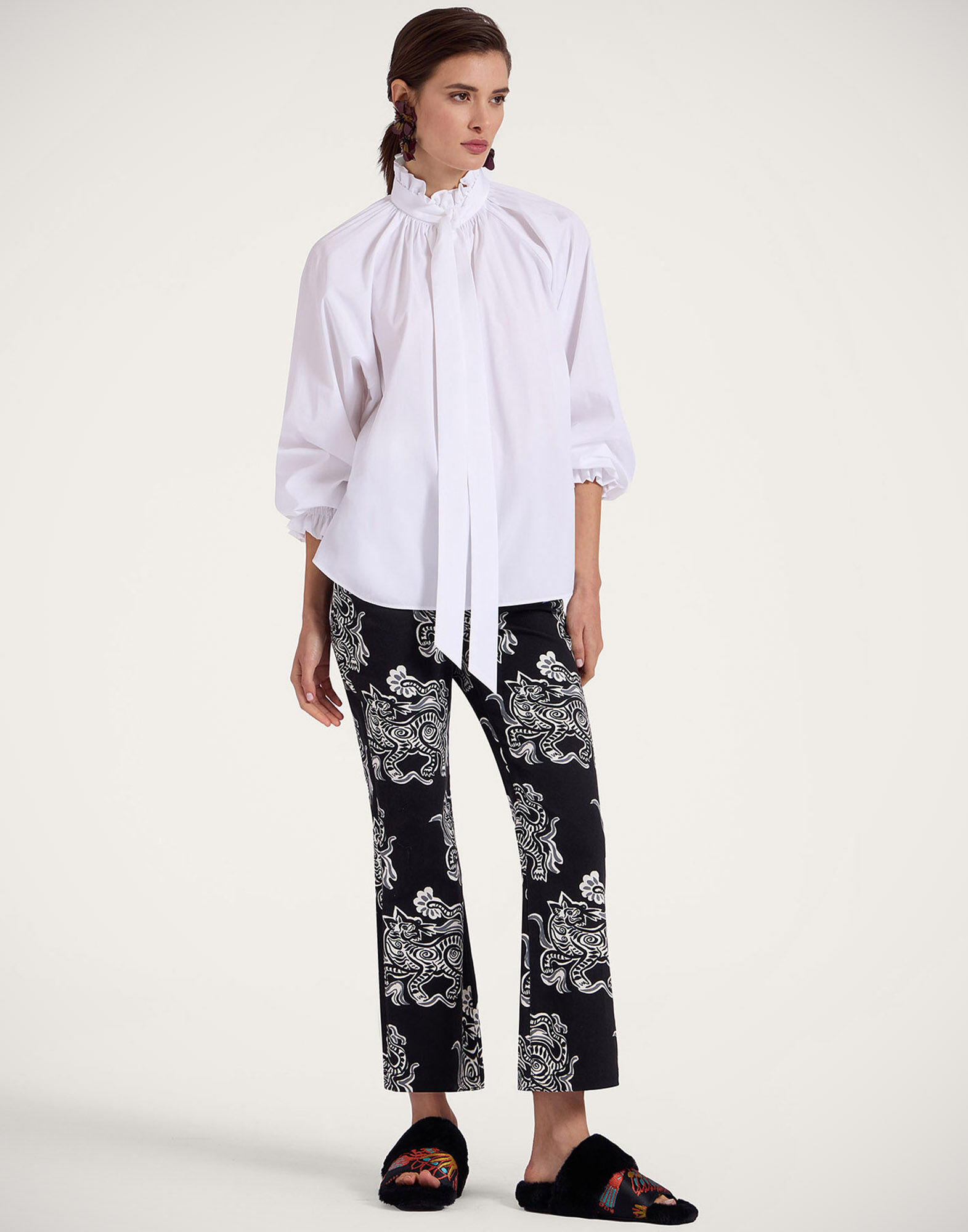 The Cropped Flare Jean La DoubleJ: Crazy Tigers Black & White TRO0158COT063