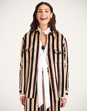 Better Than Your Boyfriend's Jacket La DoubleJ: Stripes Light Beige JAC0112VIS026