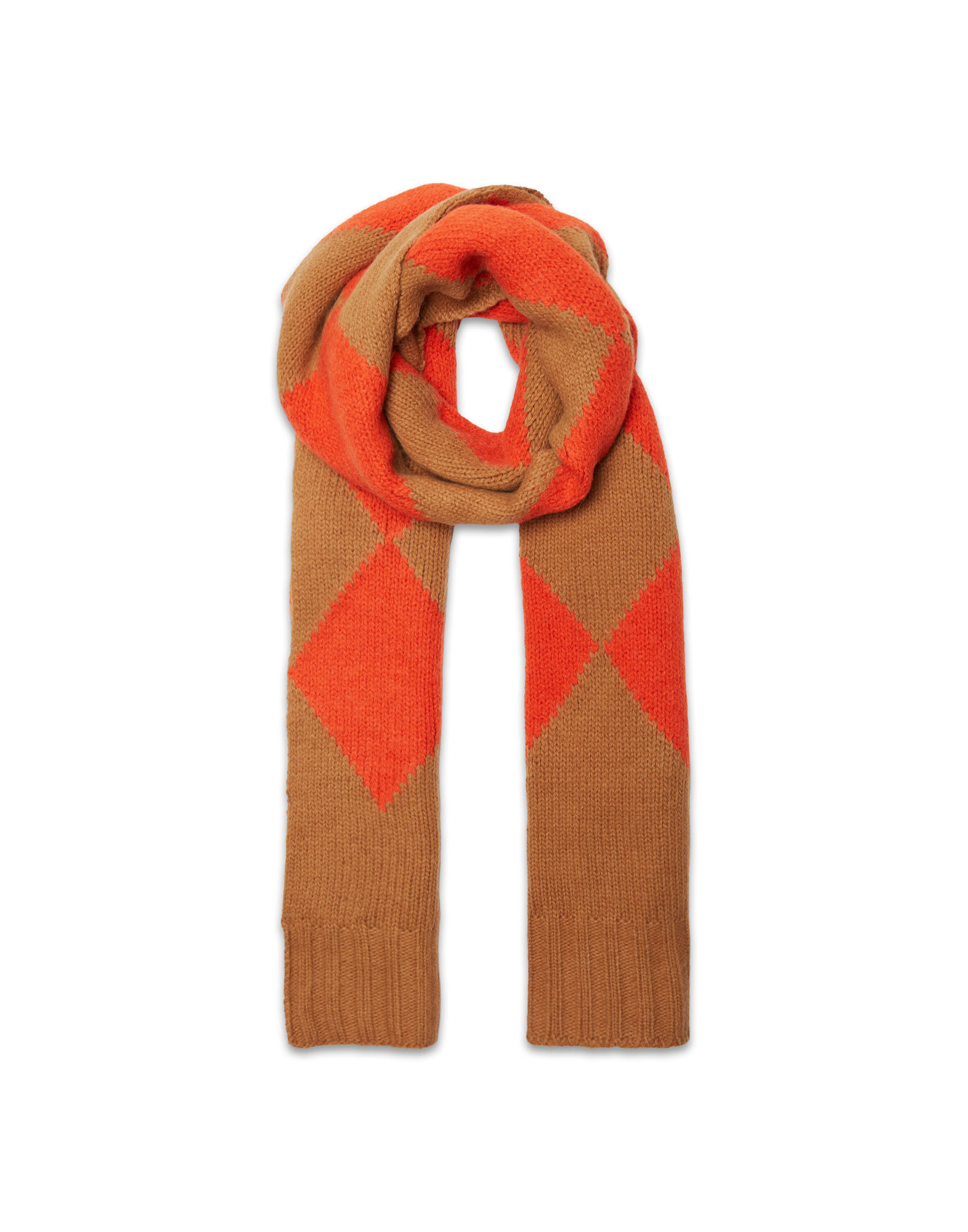 Argyle Scarf La DoubleJ: Camel Orange Argyle Scarf La DoubleJ: Camel Orange SCA0029KNI064