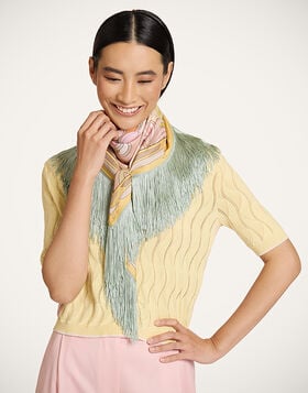 Reversible Fringe Foulard 90 La DoubleJ: Tulip Placée Green SCA0073SIL006