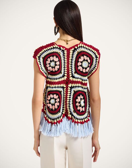 Sole Star Crochet Top La DoubleJ: Multicolor Red & Black Sole Star Crochet Top La DoubleJ: Multicolor Red & Black PUL0306KNI161