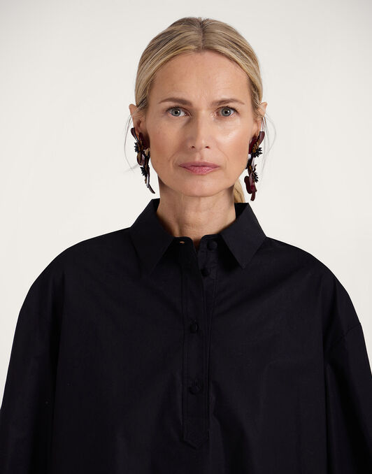 Poet Shirt La DoubleJ: Solid Black Poet Shirt La DoubleJ: Solid Black SHI0055COT059