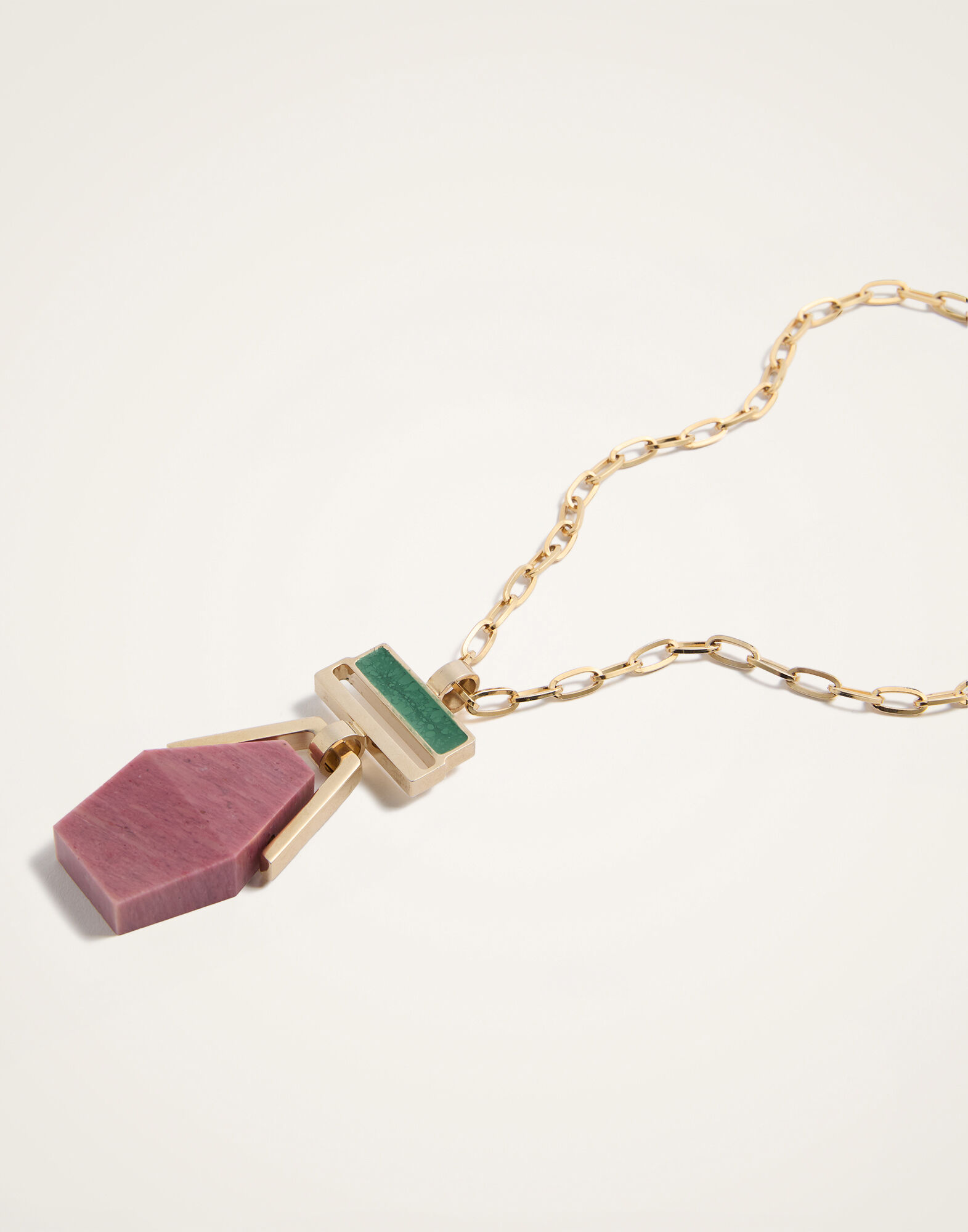 Bridge Portal Necklace La DoubleJ: 24K Gold Plate & Thulite NEC0045BRA003