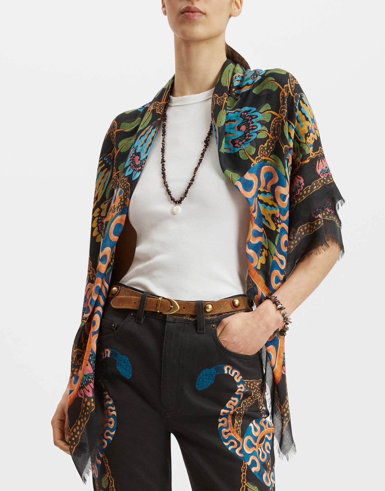 Foulard 120 La DoubleJ: Eve Black Foulard 120 La DoubleJ: Eve Black SCA0049WOL017