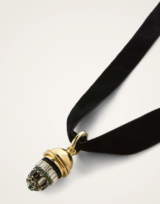 Lantern Necklace La DoubleJ: 24K Gold Plate & Crystal Embroidery Lantern Necklace La DoubleJ: 24K Gold Plate & Crystal Embroidery NEC0048BRA004