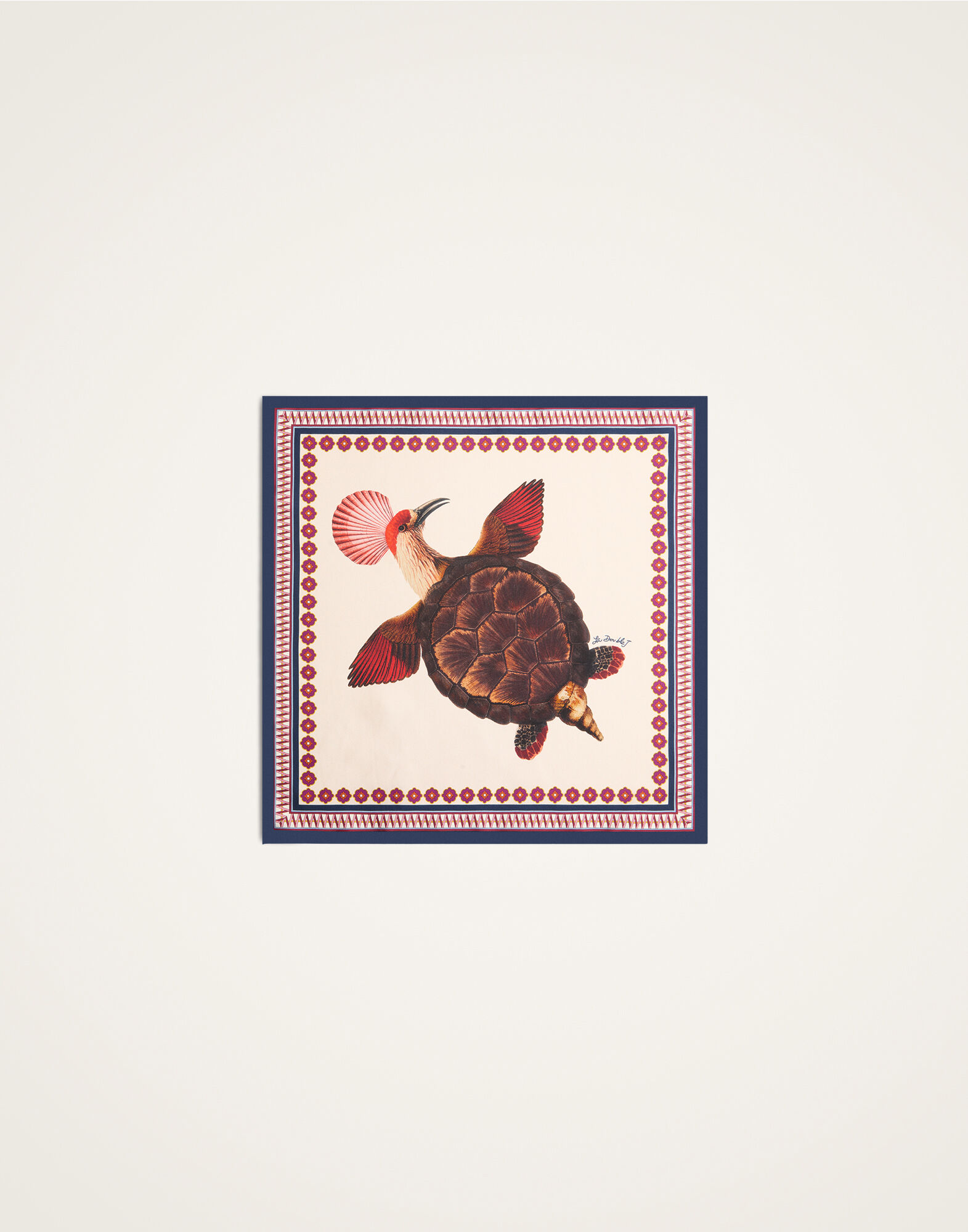 Foulard 45 La DoubleJ: Zooflora Turtlair Ivory Foulard 45 La DoubleJ: Zooflora Turtlair Ivory SCA0065SIL006