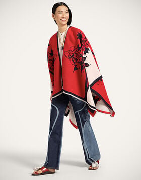 Soul Poncho La DoubleJ: Queen Peony Placée Red SCA0059WOL025