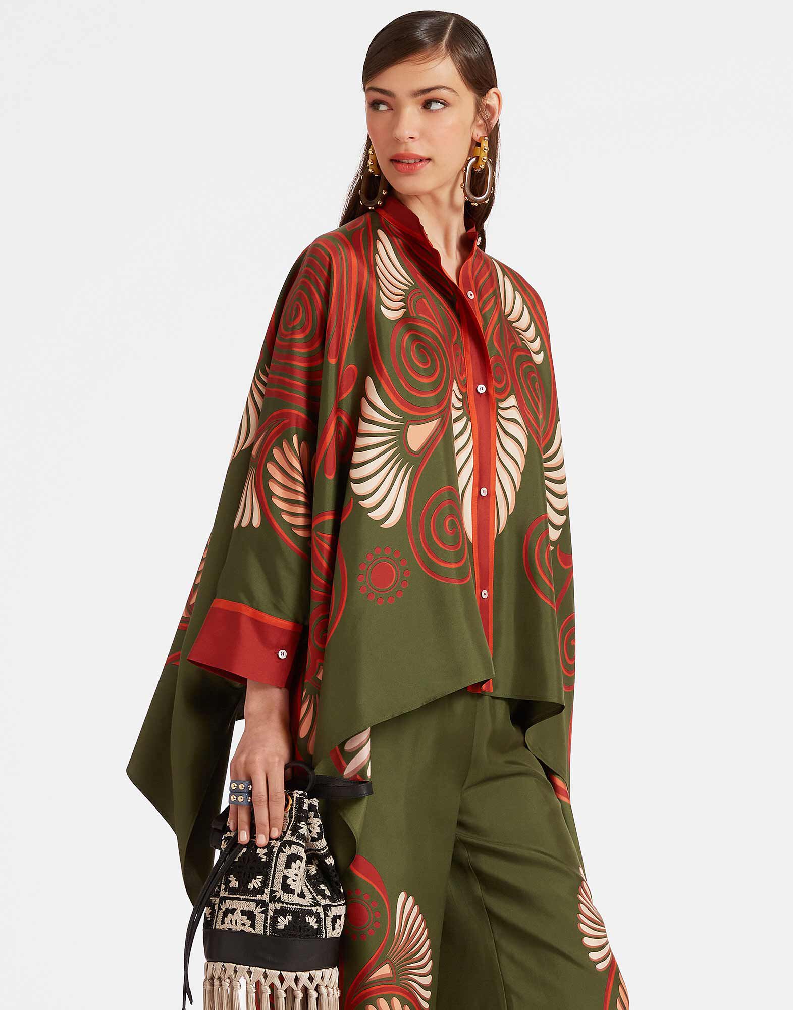 Foulard Shirt La DoubleJ: Kerylos Placée Dark Green SHI0167LAC008