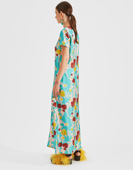 Swing Dress La DoubleJ: Winter Rose Turchese Swing Dress LaDoubleJ: Winter Rose Turchese DRE0001SIL001