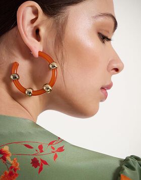 Studded Hoops La DoubleJ: Solid Orange EAR0049POL014